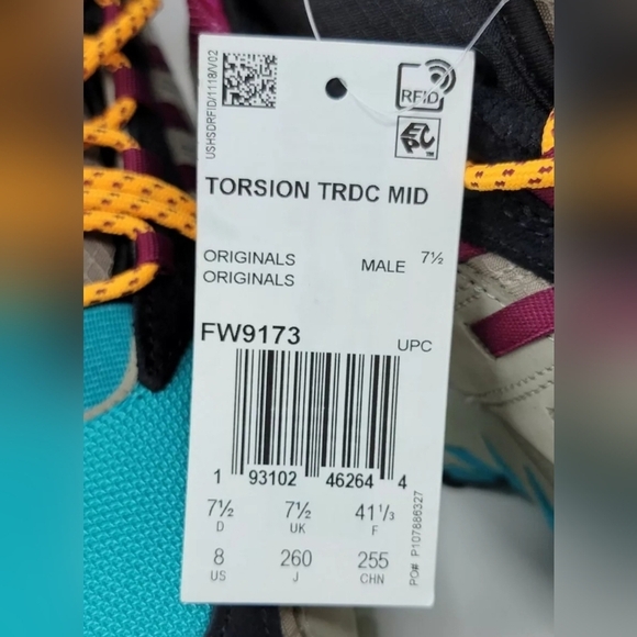 Adidas Original Men’s Size 8 TORSION TRDC MID FW9173 Tech Beige Berry Solar New - Picture 12 of 12